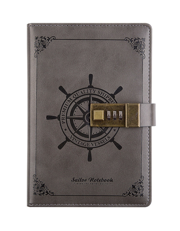 Carnet de notes B8 en cuir vintage avec cadenas