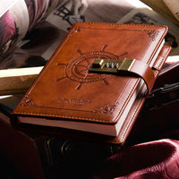 Carnet de notes B8 en cuir vintage avec cadenas
