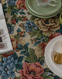 Vintage Oil Painting Style Rose Tablecloth