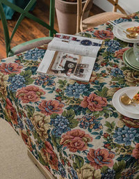Vintage Oil Painting Style Rose Tablecloth