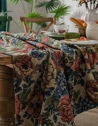 Vintage Oil Painting Style Rose Tablecloth