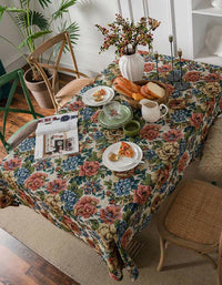 Vintage Oil Painting Style Rose Tablecloth