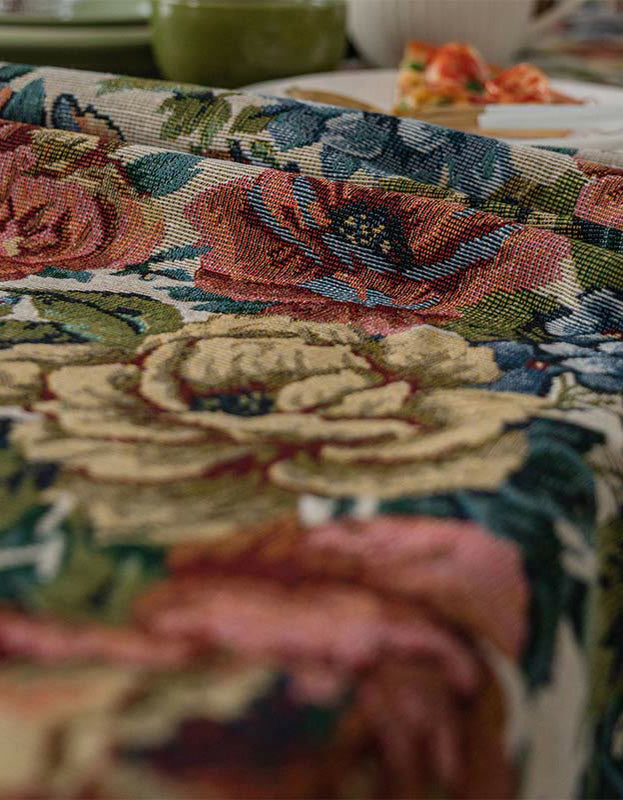 Vintage Oil Painting Style Rose Tablecloth