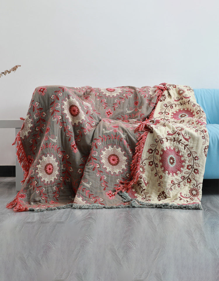 Manta de sofá con funda de cama floral vintage